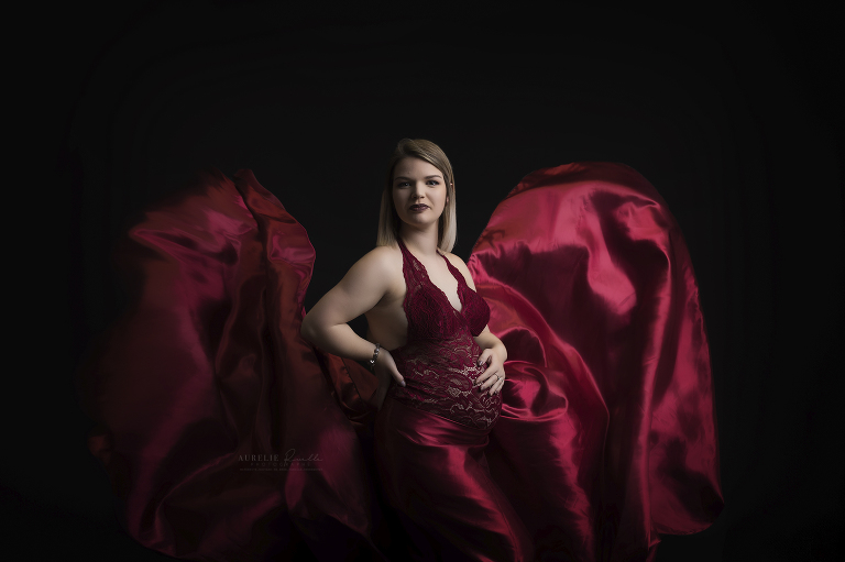 Lancée de voile séance photo grossesse studio caen